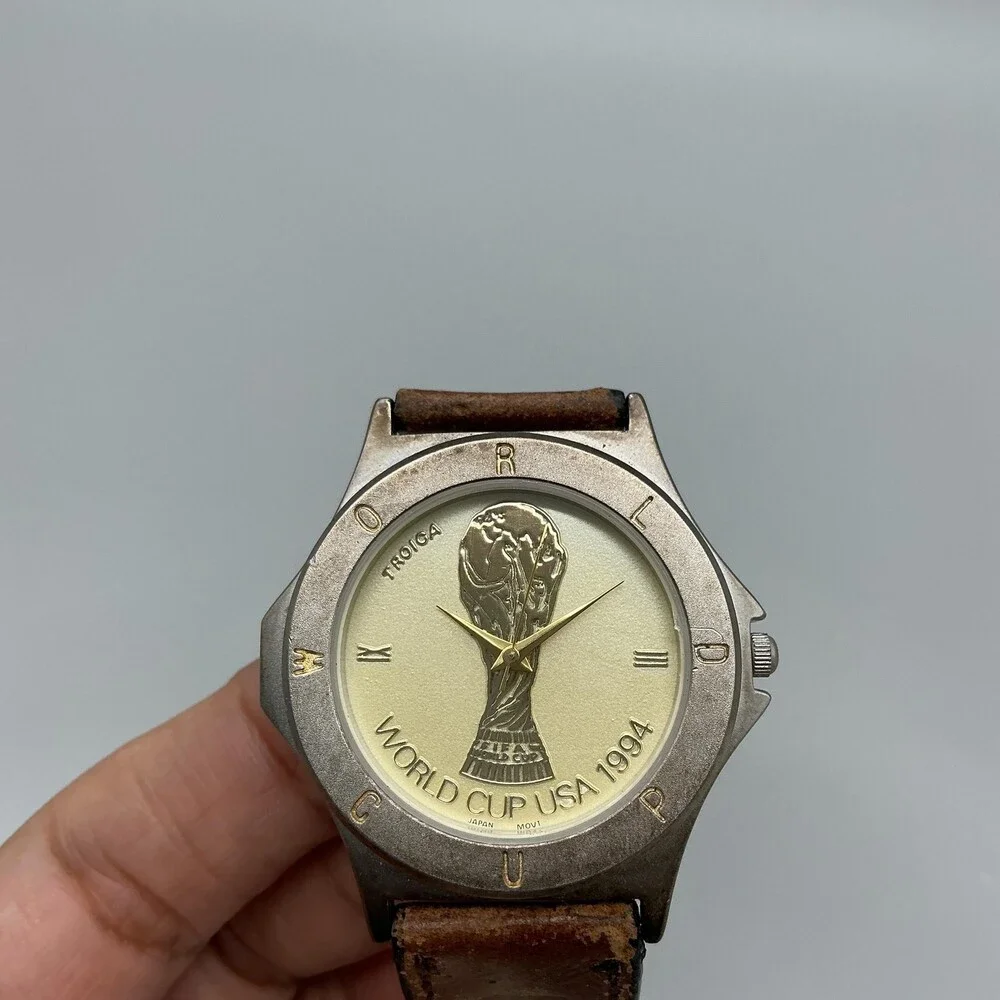 Vintage Troika FIFA World Cup USA 1994 Mens Watch 40mm Gold Dial New Battery